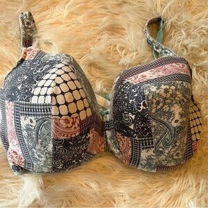CACIQUE 40G Full Coverage Bra Multicolor Paisley Print Plus Size Padded Cottage